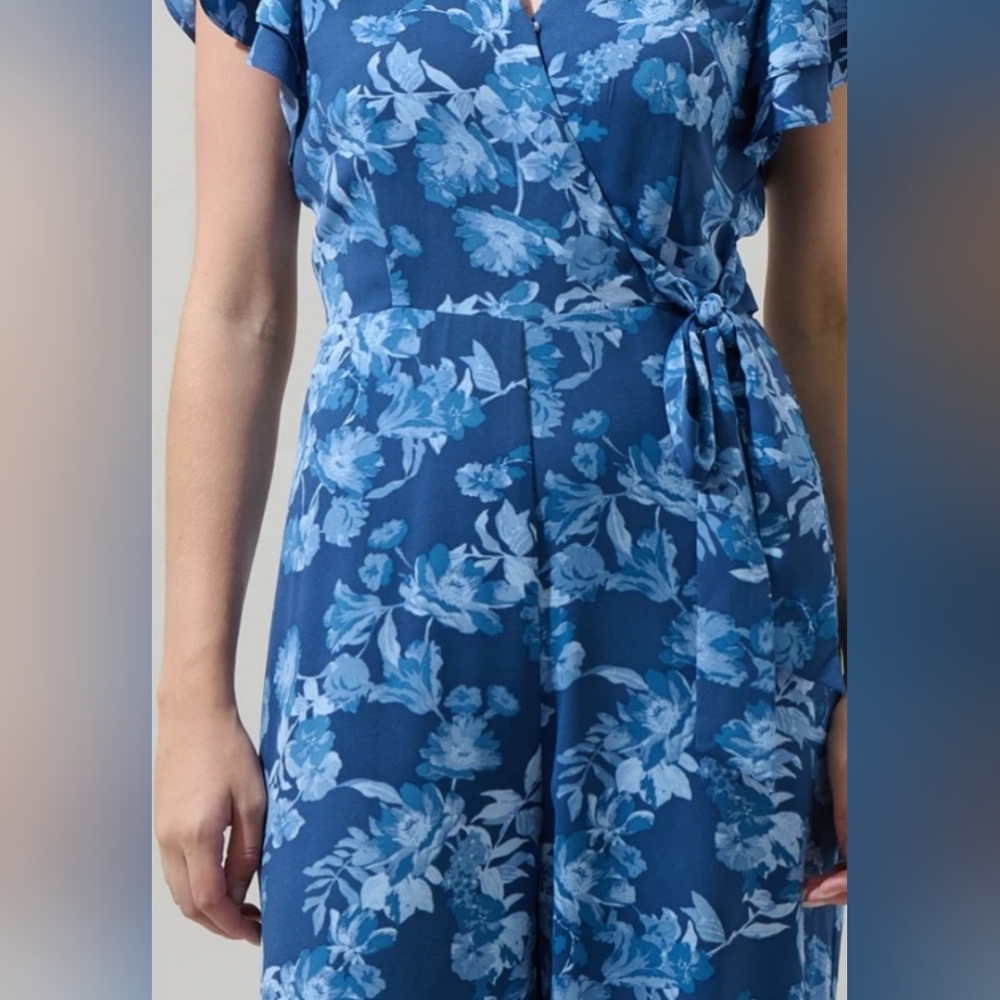 Sugarlips Floral Blue Pantsuit Women's Jumpsuit NWT Office Preppy Retro 90s Y2K - Picture 11 of 11